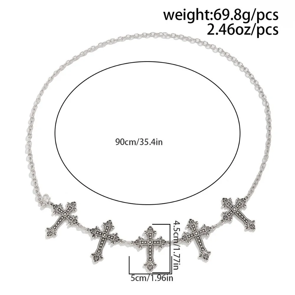 Unique Pendant Metal Chain Belt Cross Pendant Adjustable Waist Chain Belt Link Chain Design Body Chain Outfit Accessory