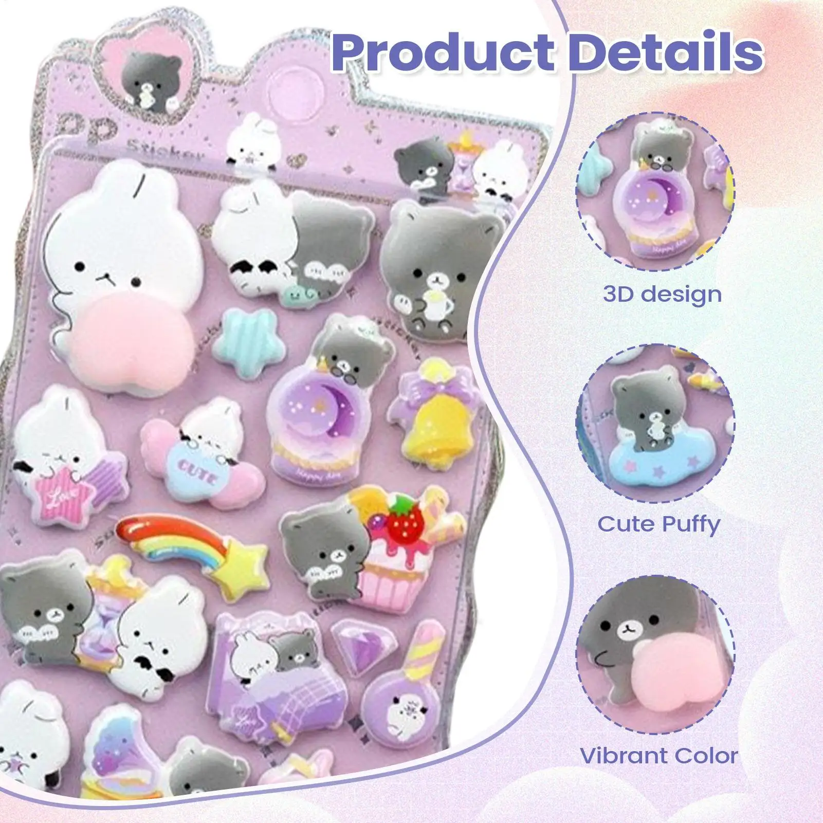 

Cute 3D Stickers Cute Decorations Animal Stickers 2 Sheet Journaling Decals For Scrapbooking Phone Case Notebook Laptop Craft