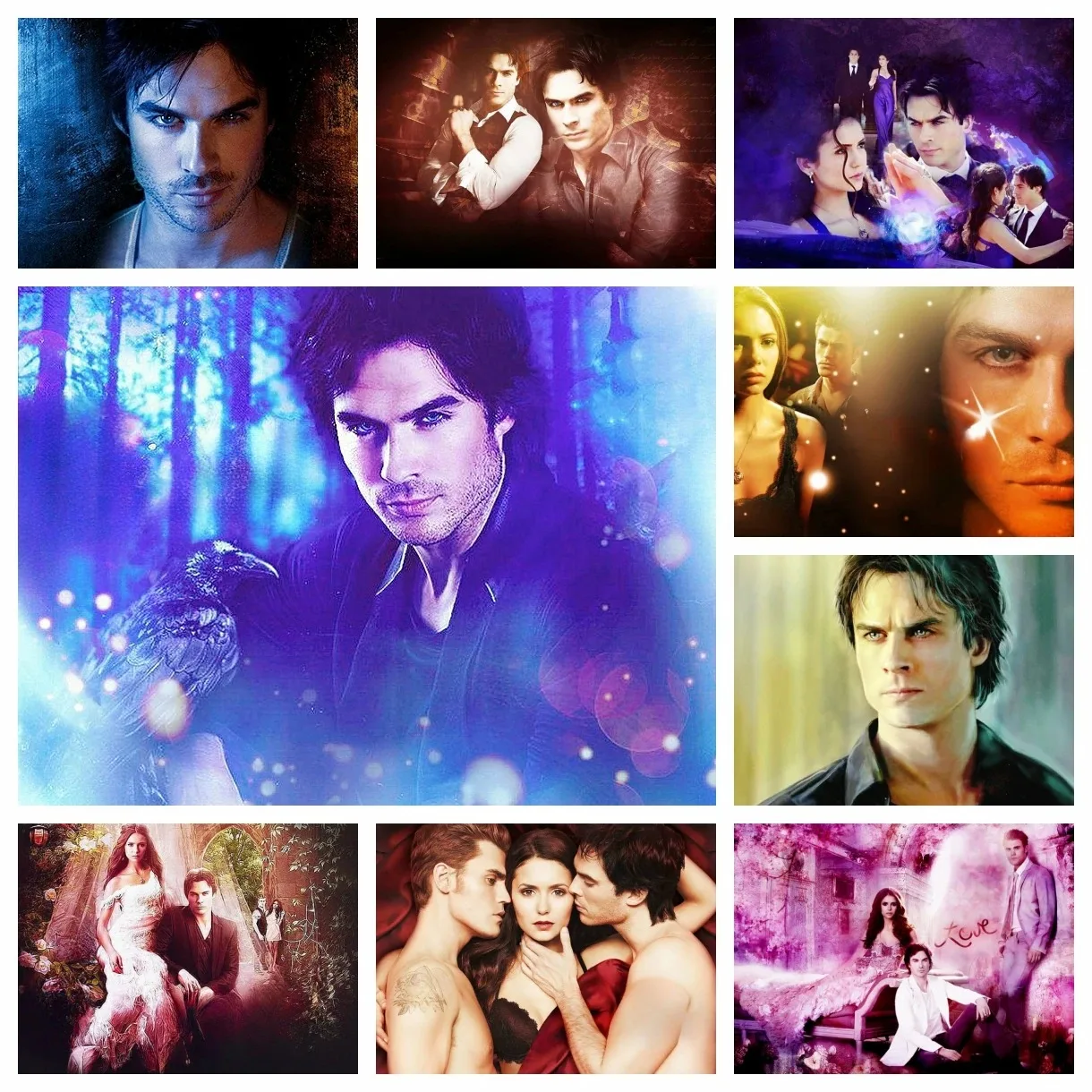Kits de broderie diamant 5D DIY The Vampire Diaries, kits de broderie à diamants ronds complets, mosaïque de strass en cristal, cadeau, décoration murale pour la maison