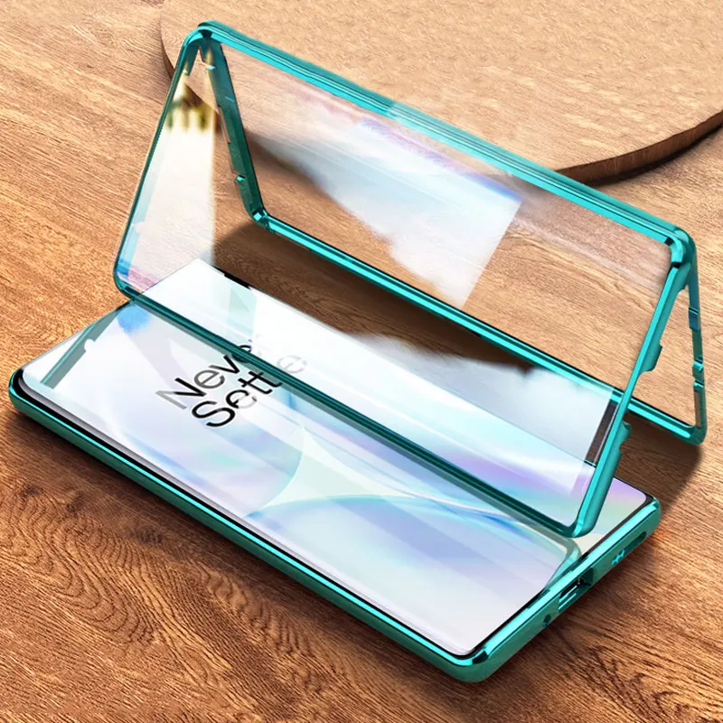 حافظة مغناطيسية لهاتف Oneplus 8 Pro حافظة مزدوجة من الزجاج المقسى غطاء شفاف لهاتف Oneplus One plus 7 Pro حافظة 360 درجة حماية كاملة