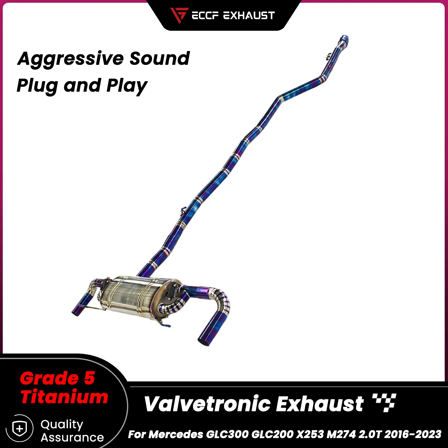 

Sporty Titanium Valvetronic Exhaust Catback Exhaust For Mercedes GLC300 GLC200 X253 M274 2.0T 2016-2023 Performance Upgrade