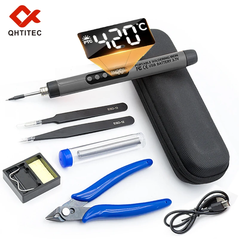 

1000mAh/800mAh LED Display USB Rechargeable Soldering Iron Portable Mini Wireless DIY Kit 300-450℃ Smart Welding Solder Tools