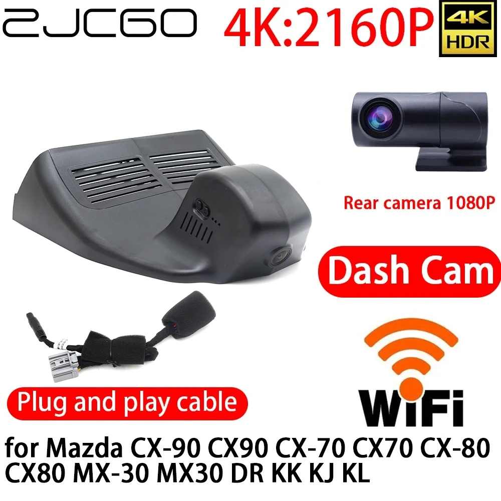 ZJCGO 4K DVR Dash Cam Wifi Front Rear Camera 24h Monitor For Mazda CX-90 CX90 CX-70 CX70 CX-80 CX80 MX-30 MX30 DR KK KJ KL