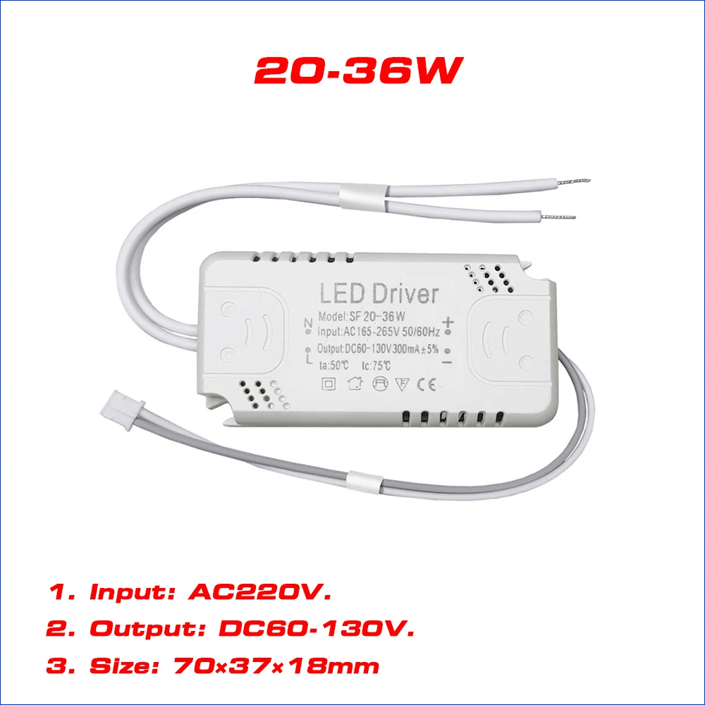 One Color LED Driver Adapter For LED Lighting AC220V Non-Isolating Transformer For LED Ceiling Light Replacement 8-24W 60-80W