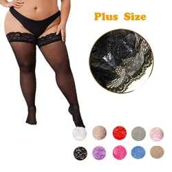 Sexy XXXL Plus Size Stocking Lace Knee Thigh High Stockings Lingerie Elastic Long Socks Clothing Underwear for Women 4XL 5xl 6xl
