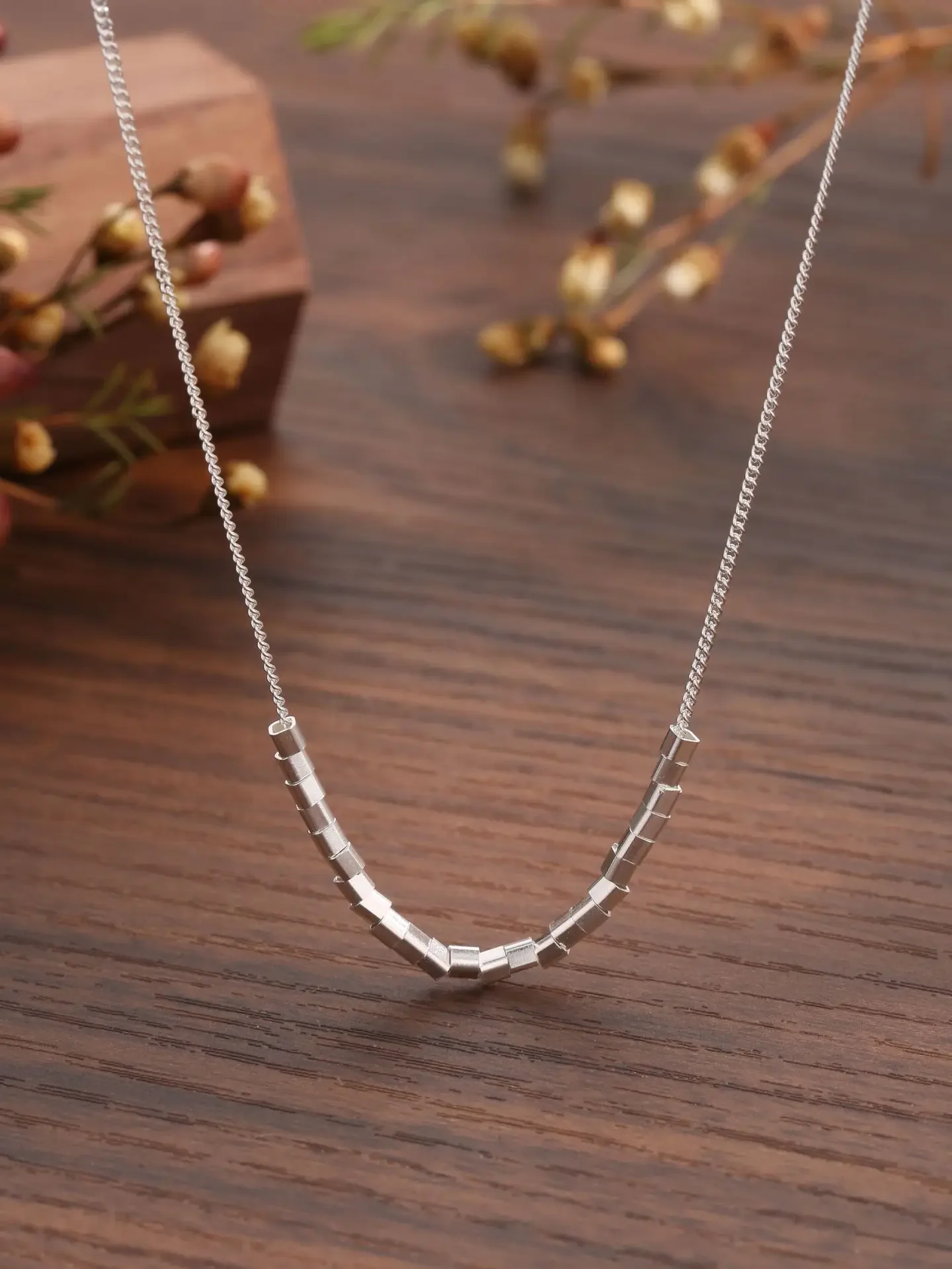 

Минималистичное ожерелье из чистого серебра 925 пробы для мужчин и женщин с крошечной ажурной серебряной трубой, простой классический стиль для повседневной необходимости