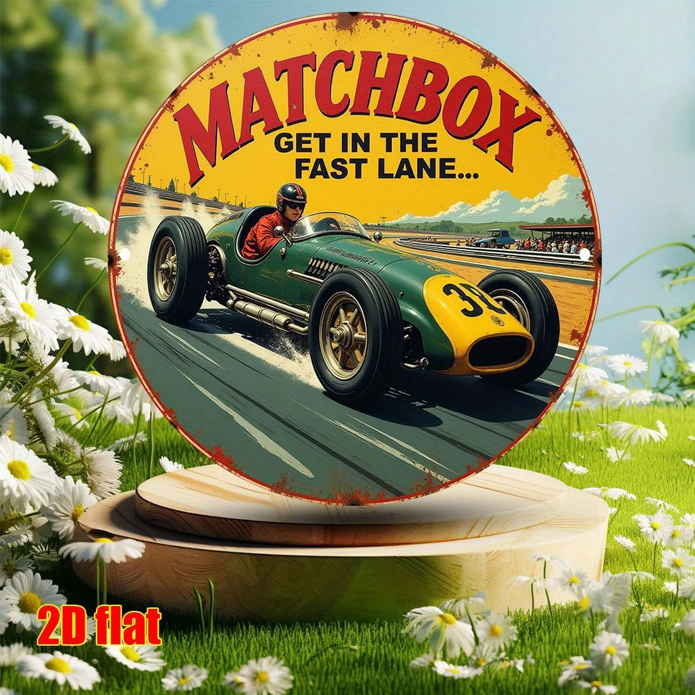 2D Flat - 1pc Vintage Matchbox Tin Sign Wall Art - Ad aluminio retro, 19,81x19,81 cm, fácil de instalar, perfecto para dormitorio, Livi