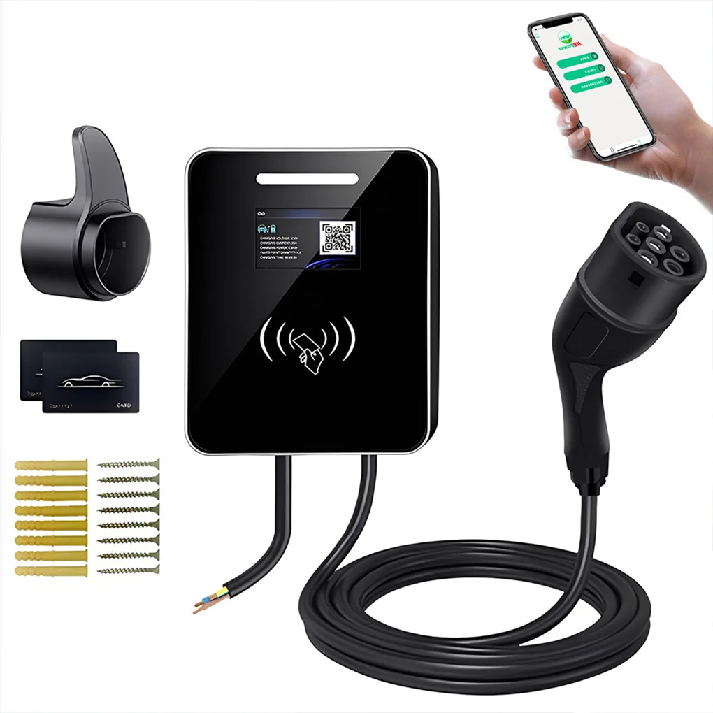 TYPE-2 EV محطة شحن محطة شحن السيارة WIFI/APP/بلوتوث 4.3 بوصة شاشة 7KW 32A شاحن EV TYPE2