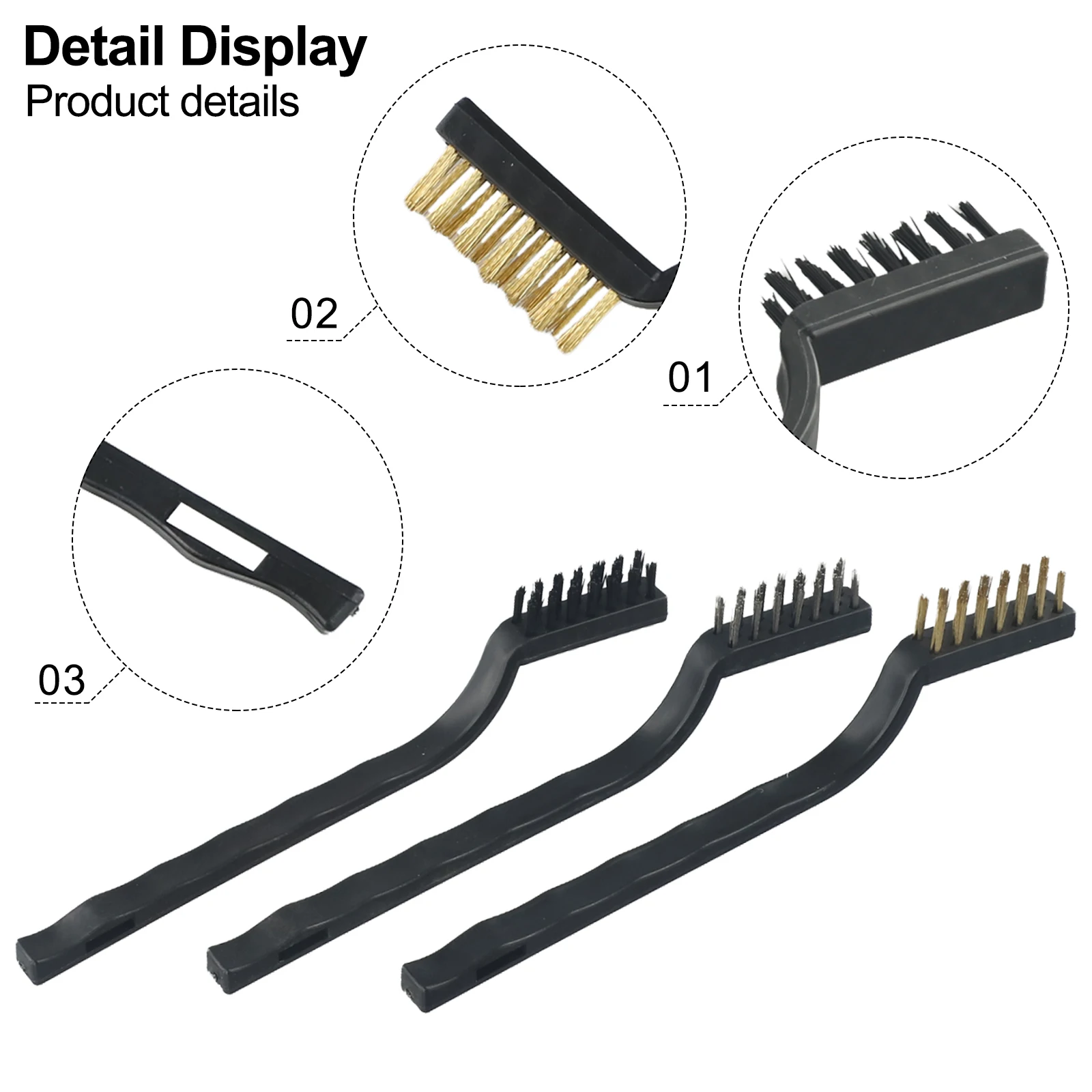 1/3PCS 17cm 스테인레스 스틸 구리 나일론 와이어 브러시 기계 금형 부품 녹 스크럽 제거 청소를위한 수동 청소