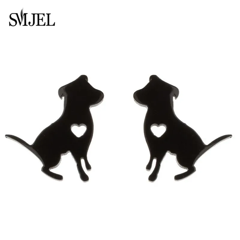 SMJEL Lovely Animal Stainless Steel Stud Earrings for Women Everyday Jewelry Dachshund Chihuahua Dog Earings Kitten Accessories