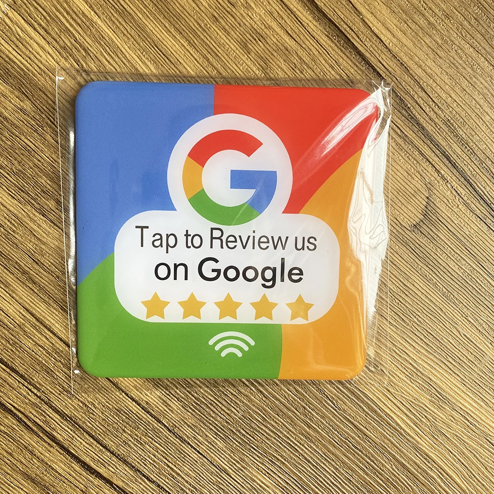 10cm Review us on Google Sticker Sign Self-adhesive Google Review Plaque Outdoor NFC Tap Review  Square Stickers