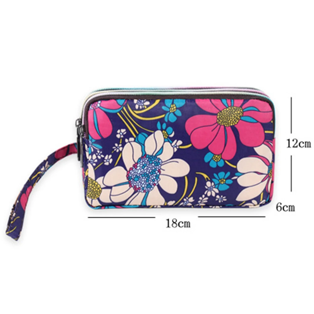 Cartera larga Floral de lujo para mujer, monedero de nailon con múltiples cremalleras, tarjetero de crédito, bolso de dinero, embrague de flores, Clips de dinero de moda