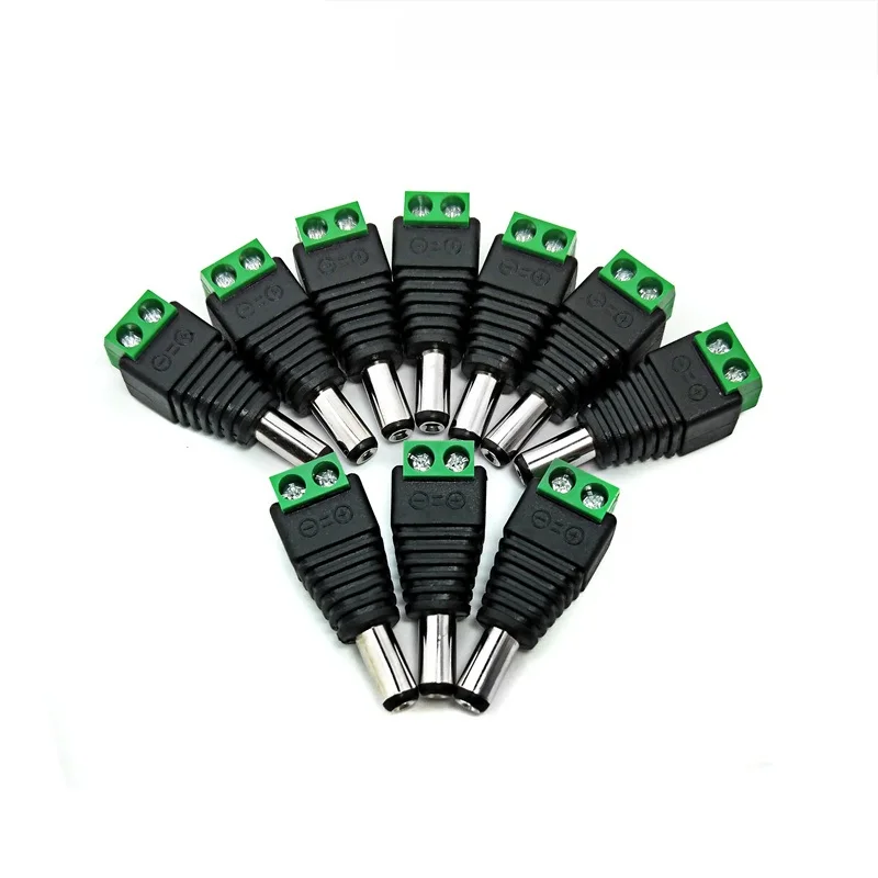 

10 Pcs 12V 2.1 x 5.5mm DC Power Male Plug Jack Adapter Connector Plug for CCTV single color LED Light