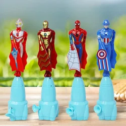 Anime Marvel Spiderman Flying Toy Iron Man Captain Steve Rogers String Flying Toy Outdoor Bamboo Dragonfly Toy for Children Gift