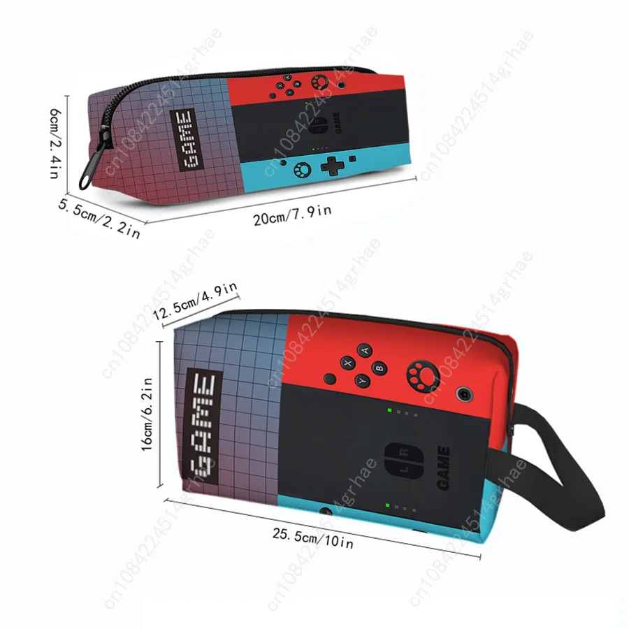 Two Piece Games Console Pattern Cosmetic Bag , Pencil Case For Boy/Girls Best Gifts 2D Flat Cartoon Bags Storage Bag