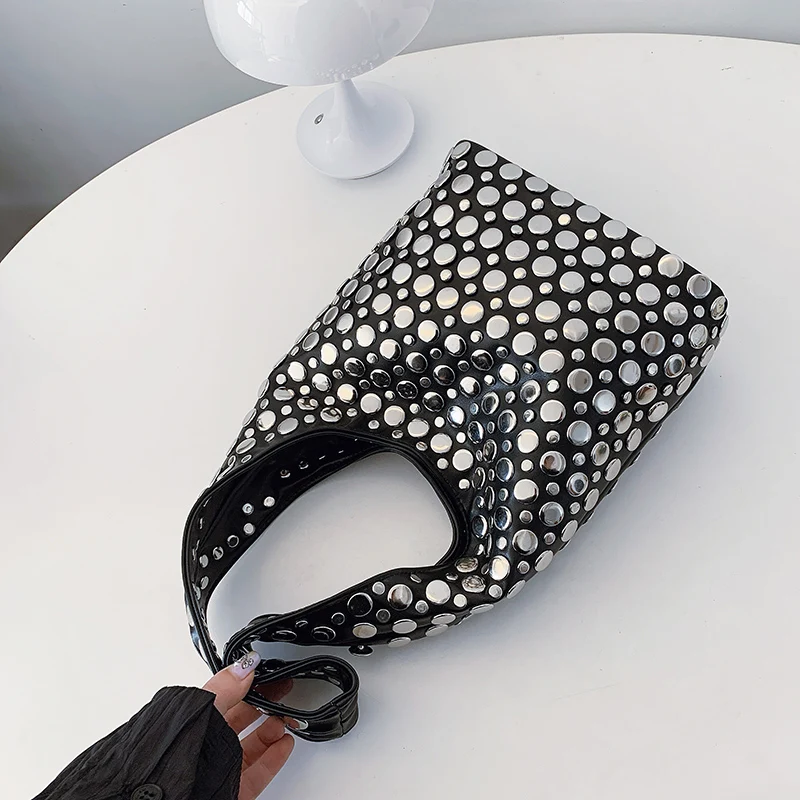Designer Geometrische Umhängetasche Für Frauen Top Marke Handtasche Luxus Glänzende Niet Handgemachte Abend Clutch Tasche Mode Party Geldbörse – Detail 12