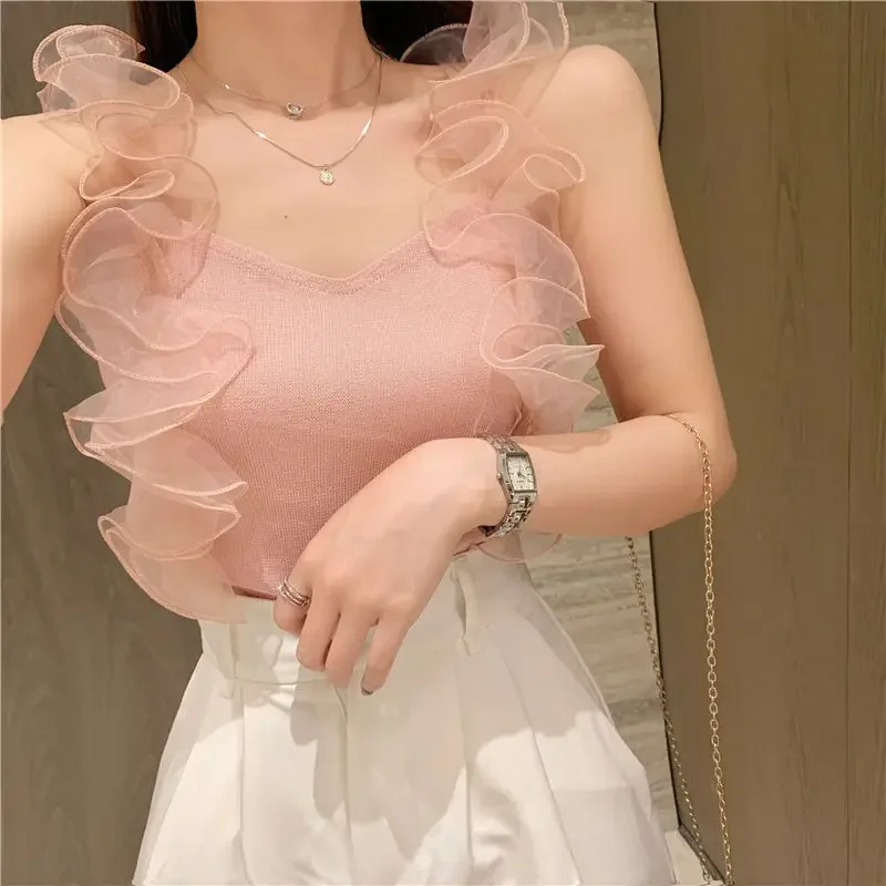 Women Corset Tops Camisole Women\'s Summer Stitching Sexy Short Vest Tank Camis Crop Top For Women