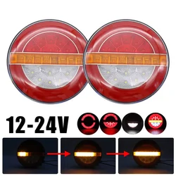 2Pcs Round Tail Light For Truck Trailers 12V 24V LED Running Turn Signal Rear Brake Light Reverse Lamp Pickup Van Car Back Light