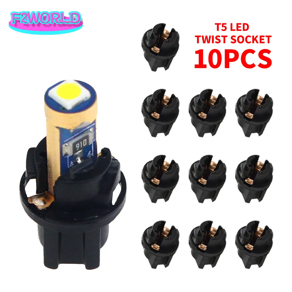 50Pcs T5 V2 Twist Socket T5 PC74 Instrument Panel Cluster Replacement Socket Lamp Holder Durable Interior Accessories