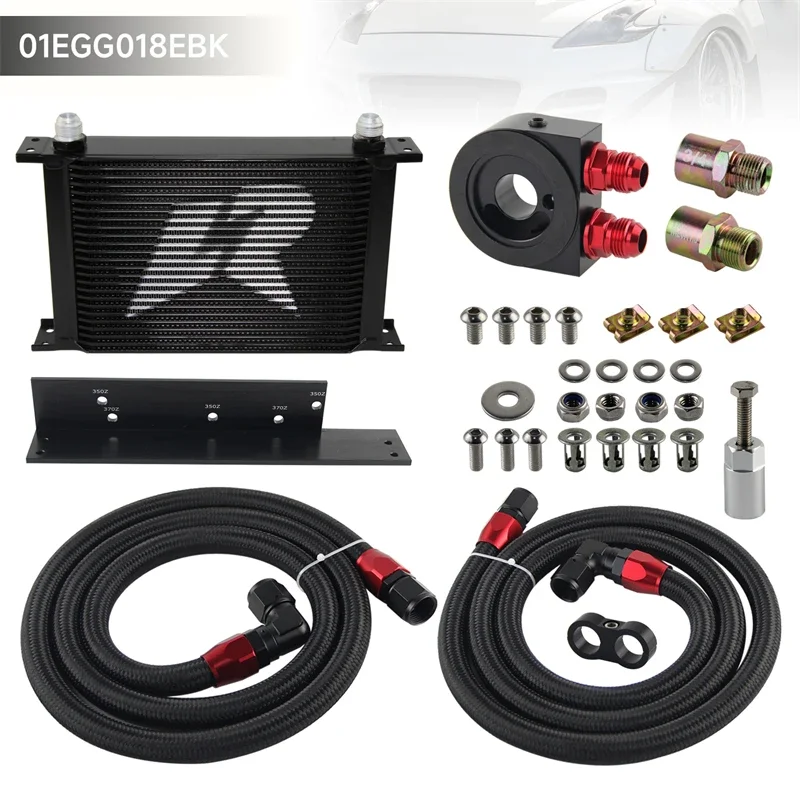 Bolt On Oil Cooler Kit 25 Row AN10 Fits for Nissan Fairlady 350Z Z33 03-08 3.5L/370Z Z34 09-17 3.7L VQ35 VQ37 Upgrade Black