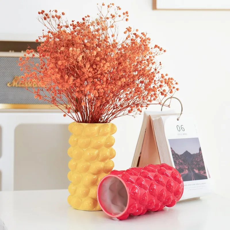 Creative Vilead Fruit Sprout Vase Lemon Strawberry Ceramic Mediterranean Style Desktop Kitchen Living Room Decor Home Interior