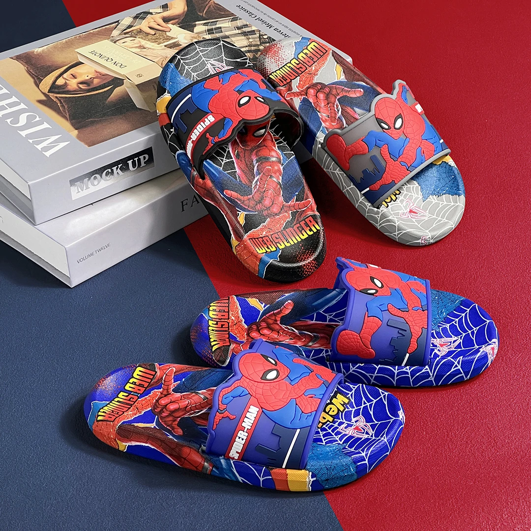 Cartoon Anime Children\'s Toddler Slippers Superhero Pattern Open Toe Sandals For Boys And Girls Slides