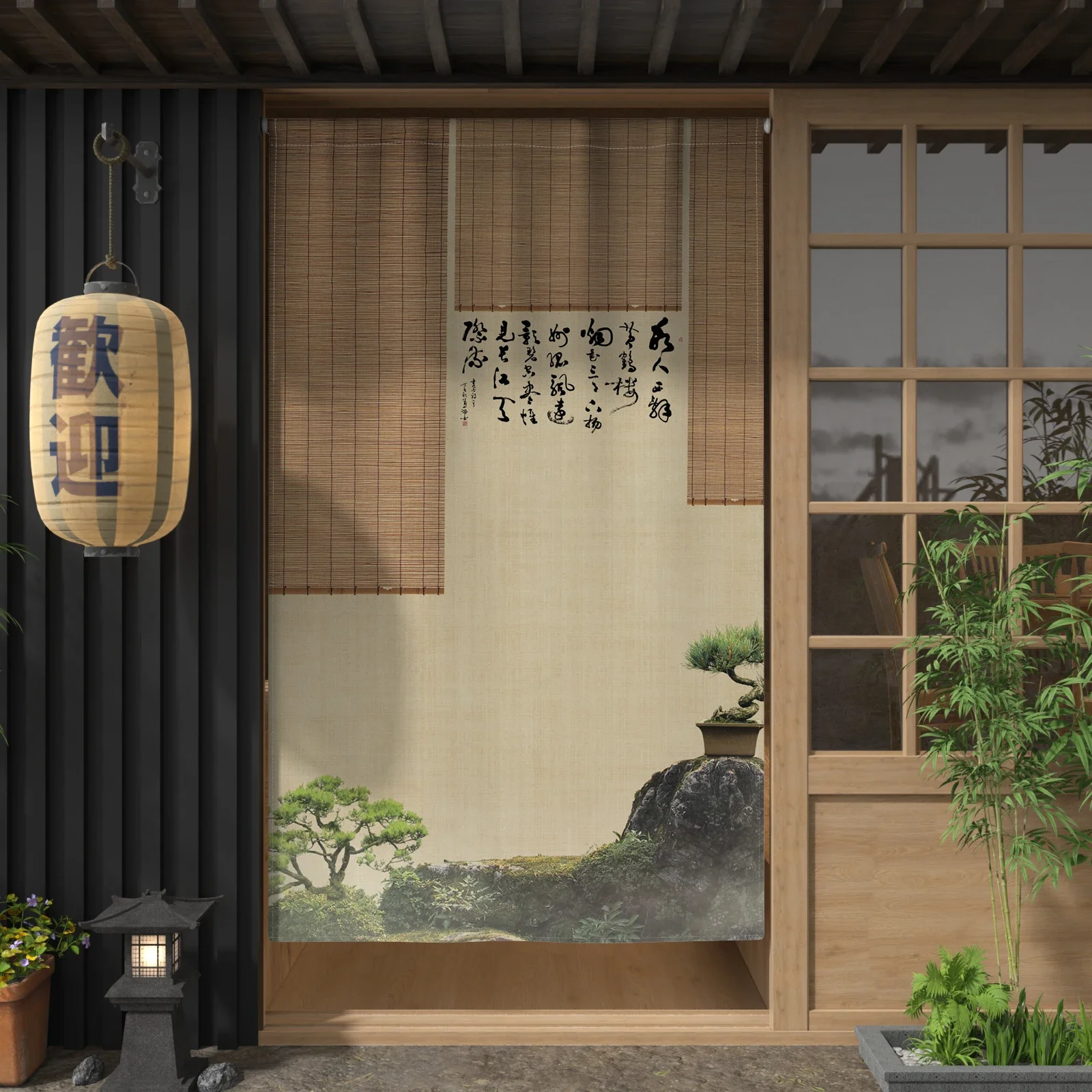 Japanese Single Panel Noren Ukiyo-e Plant Geisha Izakaya Kitchen Living Room Partition Traditional Tea Room Decor Window Curtain
