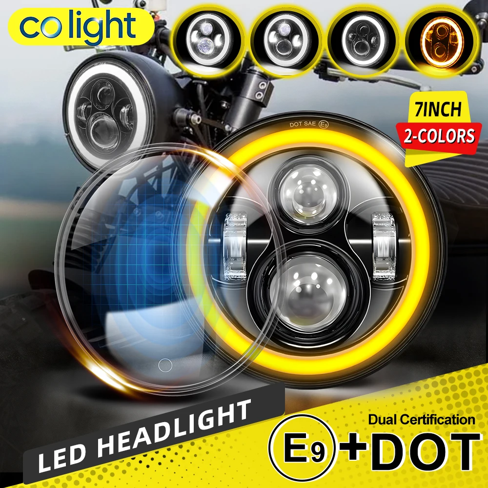 Colight Offroad 7 Zoll LED-Scheinwerfer H4 Fern-/Abblendlicht Angel Eye Ring Offroad Runde Frontleuchte E9-zertifiziert für Jeep Wrangler JK TJ Bike 12V 24V