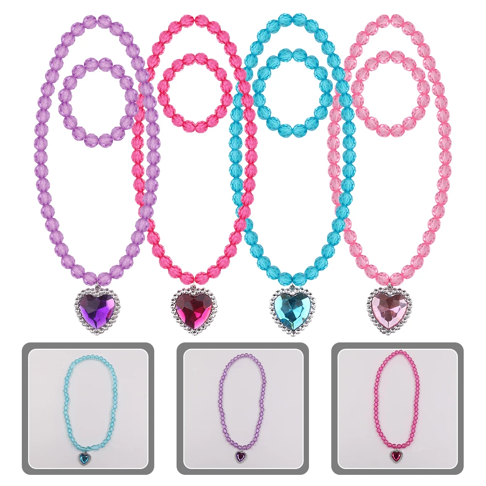

4 Sets Necklace Children's Necklaces Girls' Jewelry Plastic Dress up Jewellery for