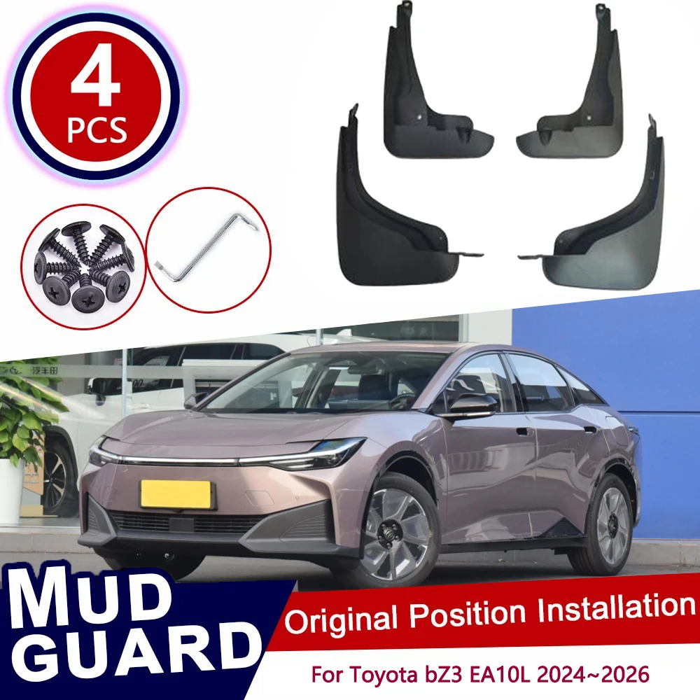 For Toyota bZ3 EA10L 2024~2026 2025 Front Rear 4pcs Set Car Mud Flaps Splash Guards Mudguards Mudflaps Flap Auto Parts accessory