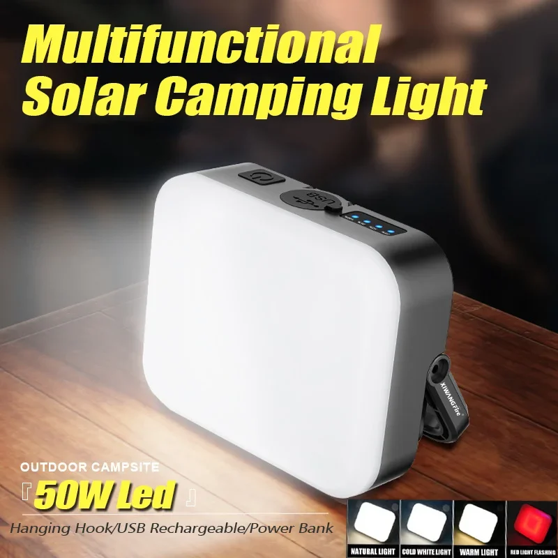 4000MaH Camping Lamp Portable Hanging Tent Light Solar PowerRechargeable Power Bank Work Lantern For Outdoor Camping BBQ Party