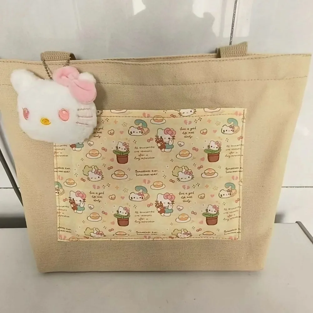 Borsa Hello Kitty con borsa a tracolla in tela con motivo stampato carino nuova borsa Tote Versatile per il pendolarismo di grande capacità