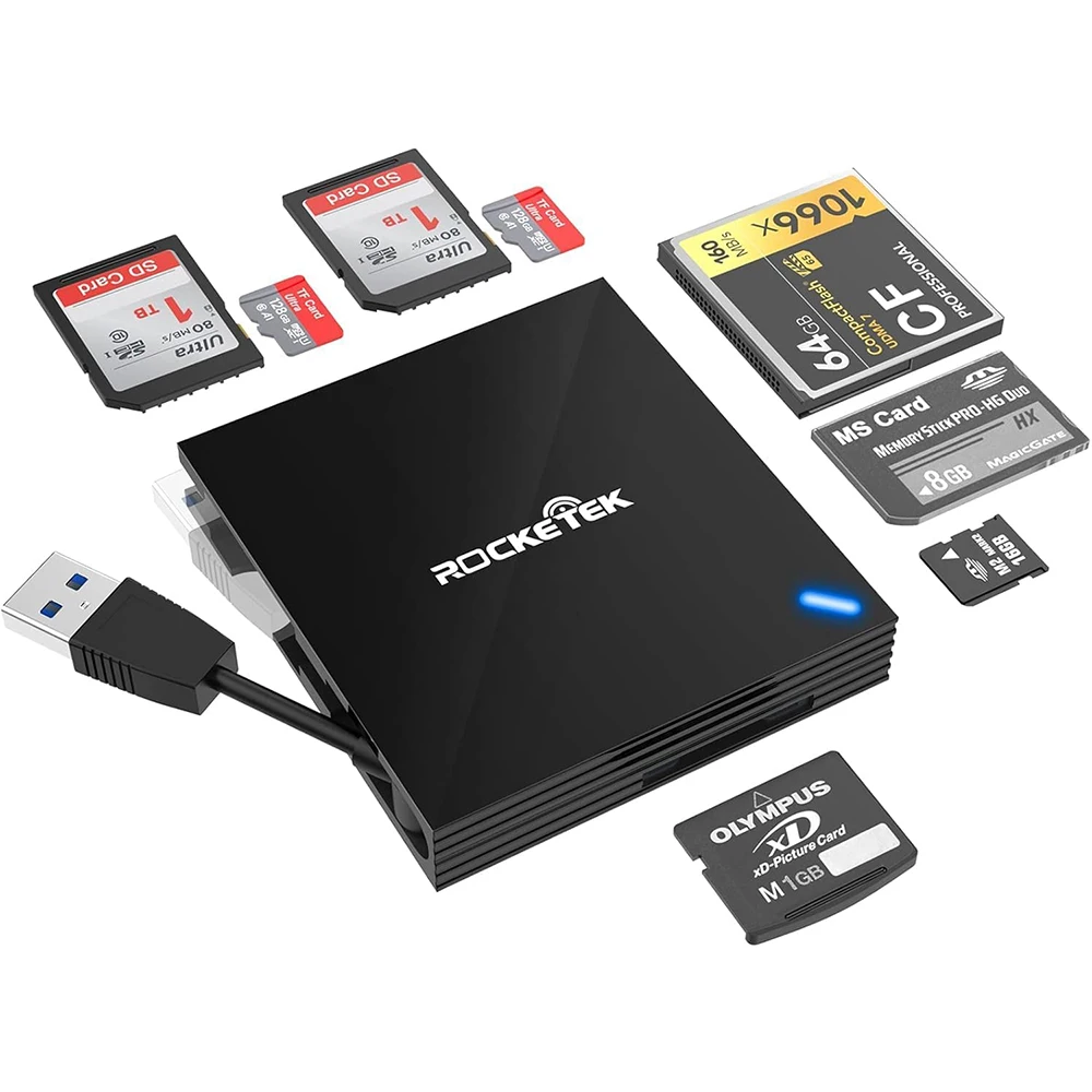 USB 3.0 Card Reader 8-in-1 SD/CF/TF/MS/XD/M2/MICRO SD MEMORY PARALLEL ACCESS TO 4 SLOTS Adapter for Windows/Linux/Mac OS/Vista