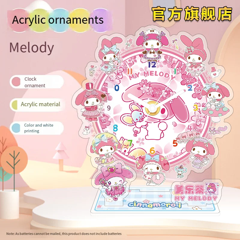 Sanrio Hello Kitty Cartoon zegar peryferyjny mała kreskówka stojak karty akrylowe postacie ozdoby do zegarków prezent urodzinowy dla dzieci