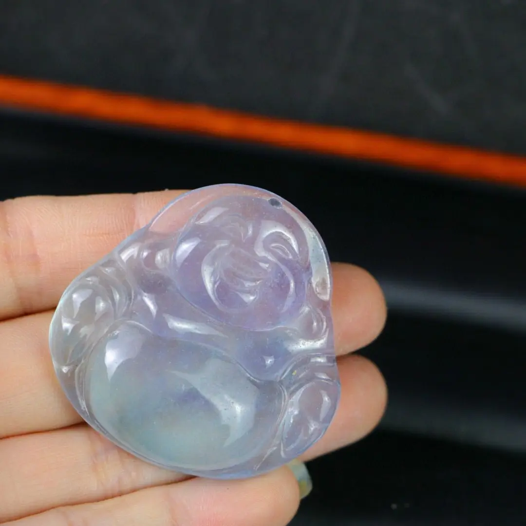 

New natural Myanmar jadeite ice species Laokeng Buddha Gong pendant jade lucky Maitreya Buddha men's and women's smiling