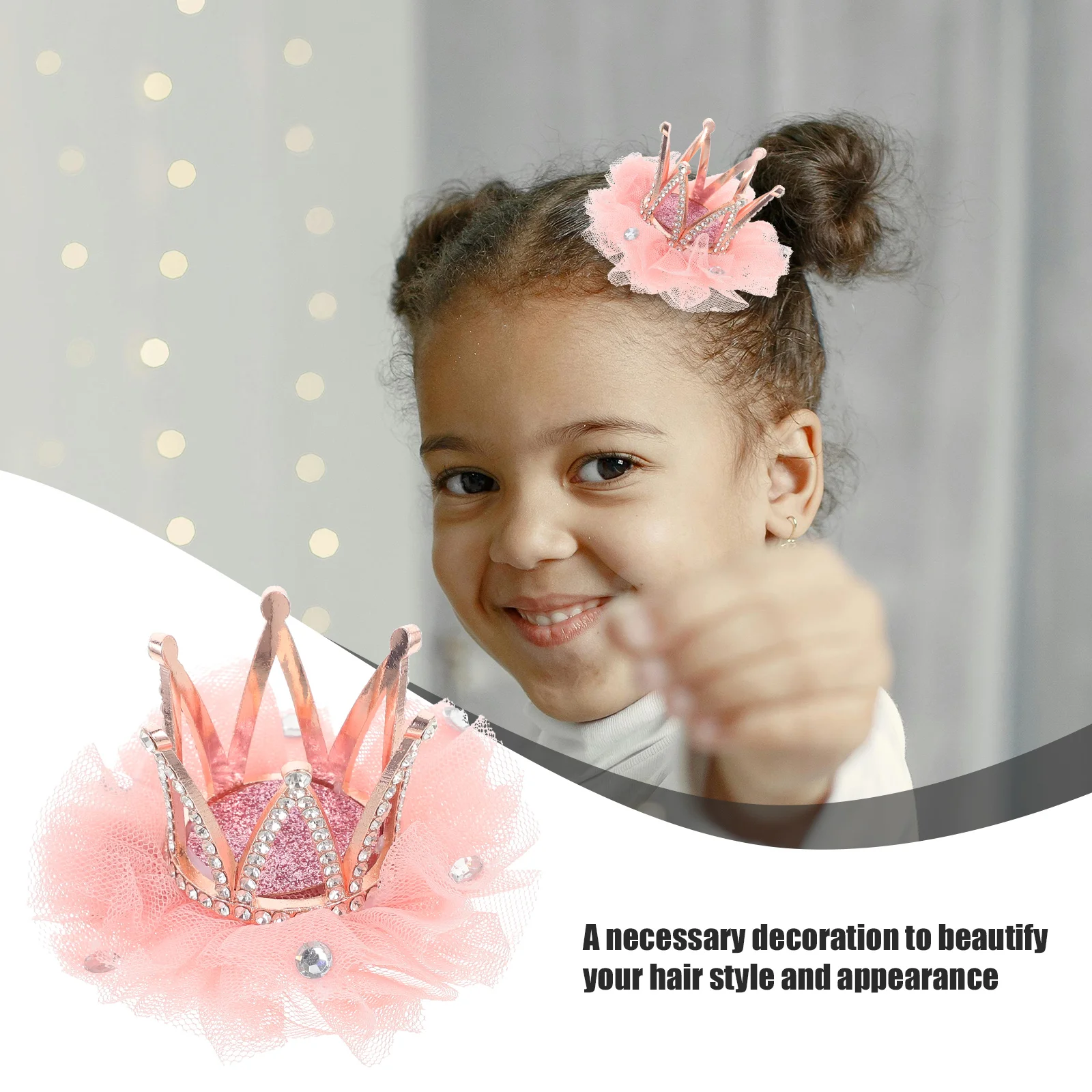 Pinzas para el cabello con diamantes de imitación para niños y niñas, horquilla con corona, accesorios para niñas