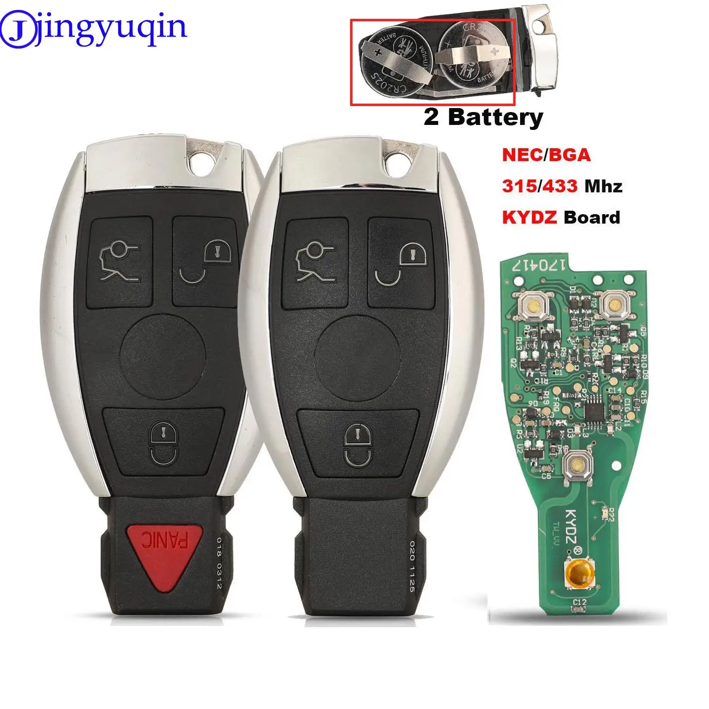 jingyuqin KYDZ Circuit board Remote Car Key For Mercedes Benz Year 2000+ Supports Original NEC and BGA 315MHz Or 433.92MHz