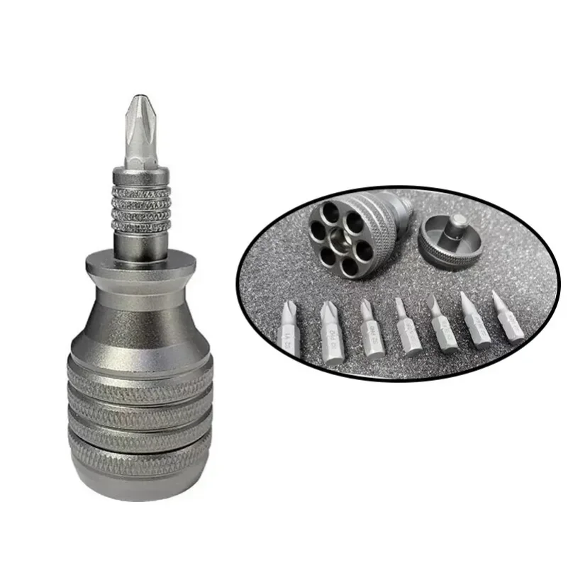 1 PC Multifunctional Titanium Alloy Screwdriver Small Steel Gun Design Palm Screwdriver for Decompression Aluminum Screwdrivers