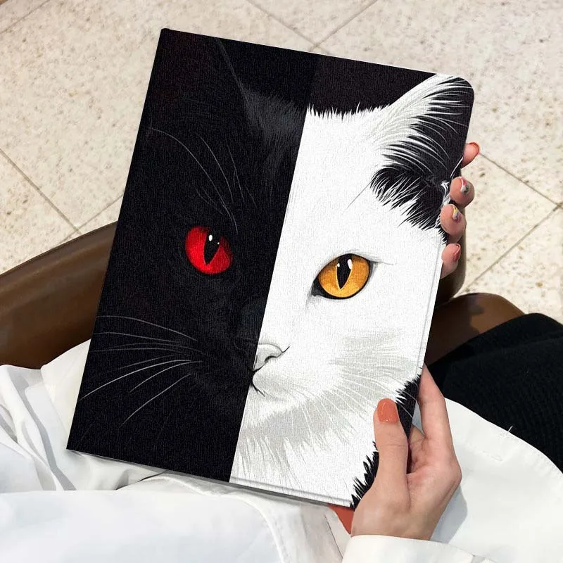Art black white kitten For Samsung Galaxy Tab A A7 A8 A9 A11 S6 S11 10.1 10.4 10.5 Inch Lite Plus Cover Tablet Case