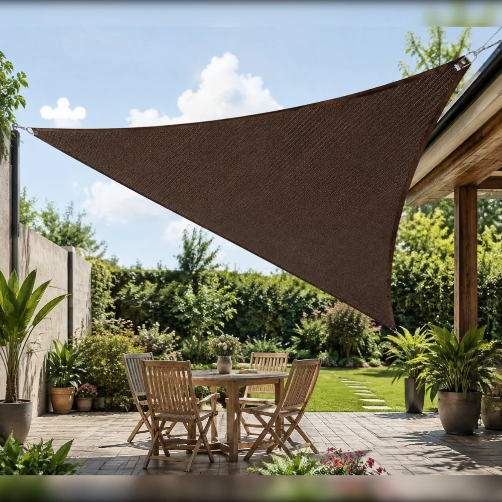 15' x 17' x 22.7' 200GSM Sun Shade Sail UPF50+ 95% UV Blockage Water & Air Permeable Canopy Awning