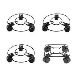 Potted Rolling Plant Stand Holder with 3 Casters Flower Pot Rack on Rollers Metal Iron Multifunctional for Backyard Durable