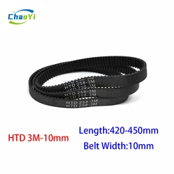 HTD 3M Closed Loop Rubber Timing Belt Pitch Length 420 423 426 429 432 435 438 441 444 447 450mm Width 10mm 3M-420 3M-435 3M-450