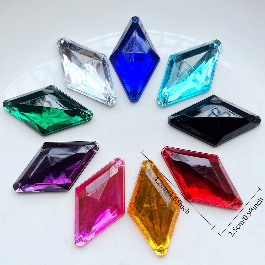 10pcs 25x42mm large diamond sewn flat back rhinestone suitable for clothing and jewelry production DIY handmade accessories