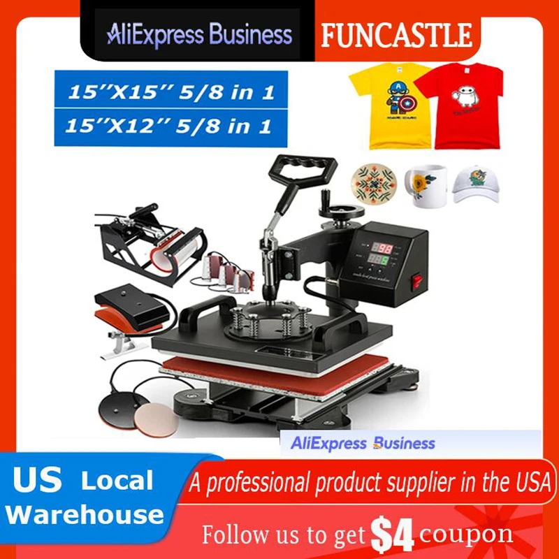 

Heat Press Machine 5/8in1 Digital Multifunction Sublimation Transfer for Mug Hat Plate TShirt 30*38CM 38*38CM Dropshipping