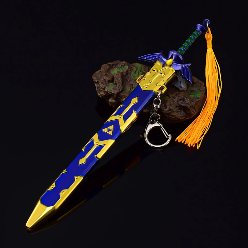 22cm/8.66in Link Master Sword keychain With Scabbard Tears of the Kingdom Game Peripheral Cosplay Sword Weapon Models Toys Gifts