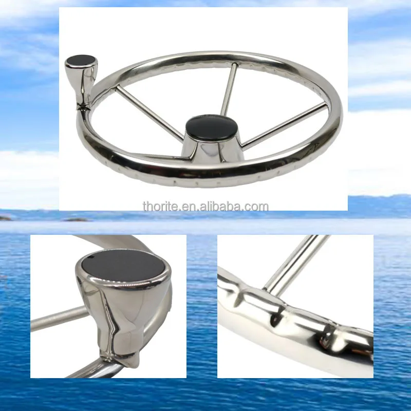 Marine Hardware  High Quality Marine Boat  Stainless Steel Steering Wheel 5 Spoke Destroyer with Small Knob