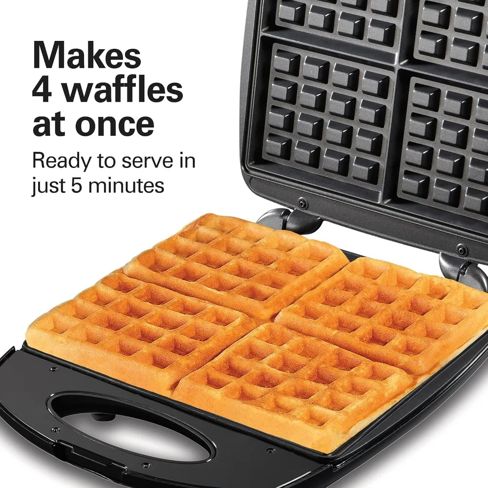 Non-Stick Belgian Waffle Maker with Indicator Lights, Makes 4 4