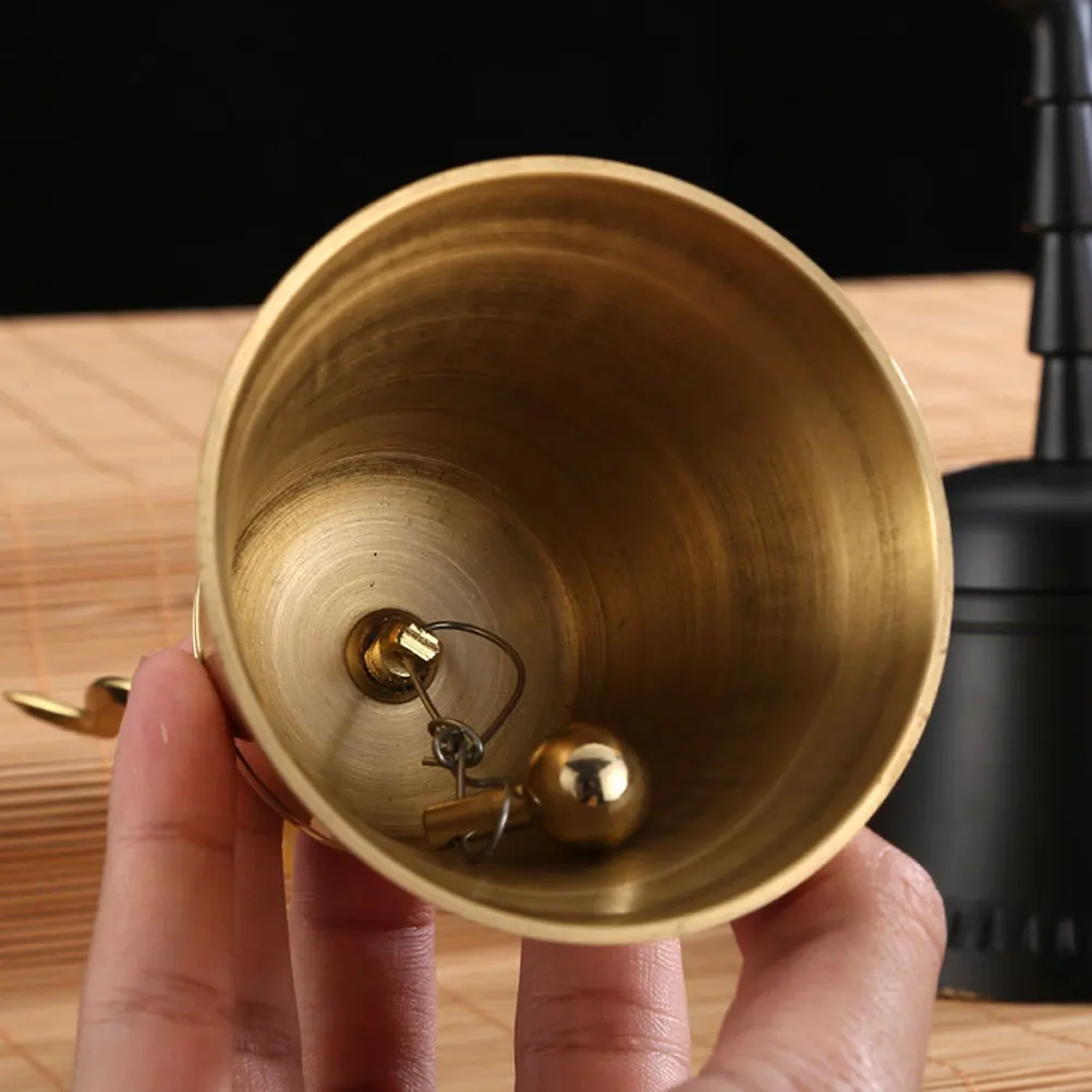 Hand Buddhism Hand Exquisite Long Handle Portable Copper Bell For Temple Home Decorative Bell Craft Gift