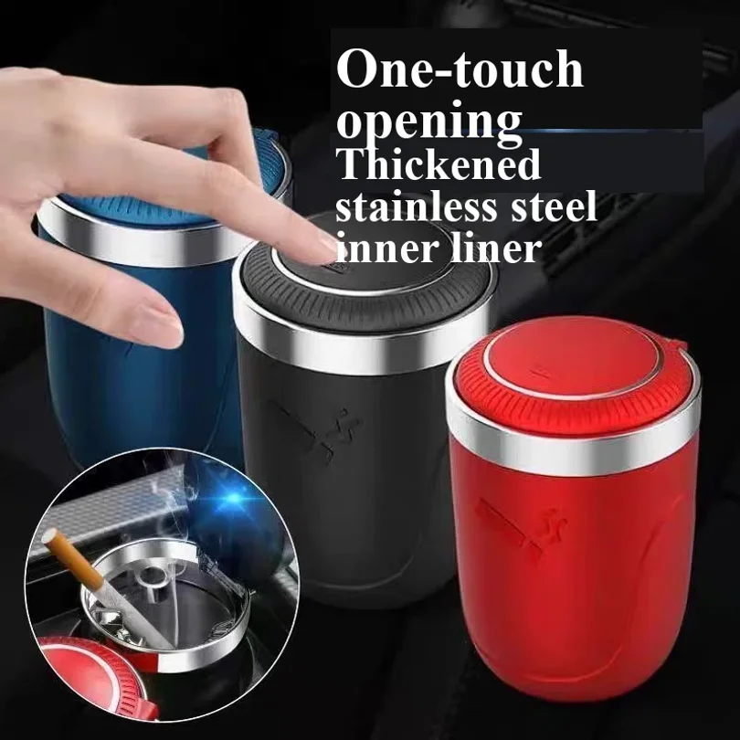 

Car Ashtray With LED Light Universal Alloy Ash Tray Car Retardant Cigarette Holder Ash Tray Automotive Supplies Wholesale