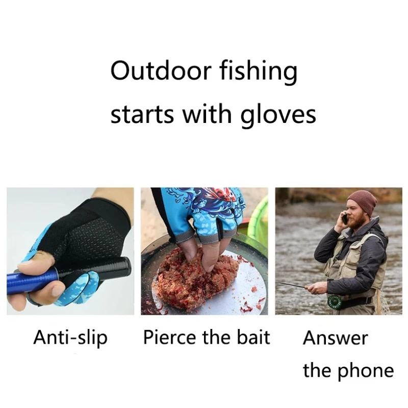 Angeln Flina Handschuhe für Männer und Frauen Drei Finger freigelegt Frühling und Sommer atmungsaktive dünne Sport Anti-Rutsch-Handschuhe